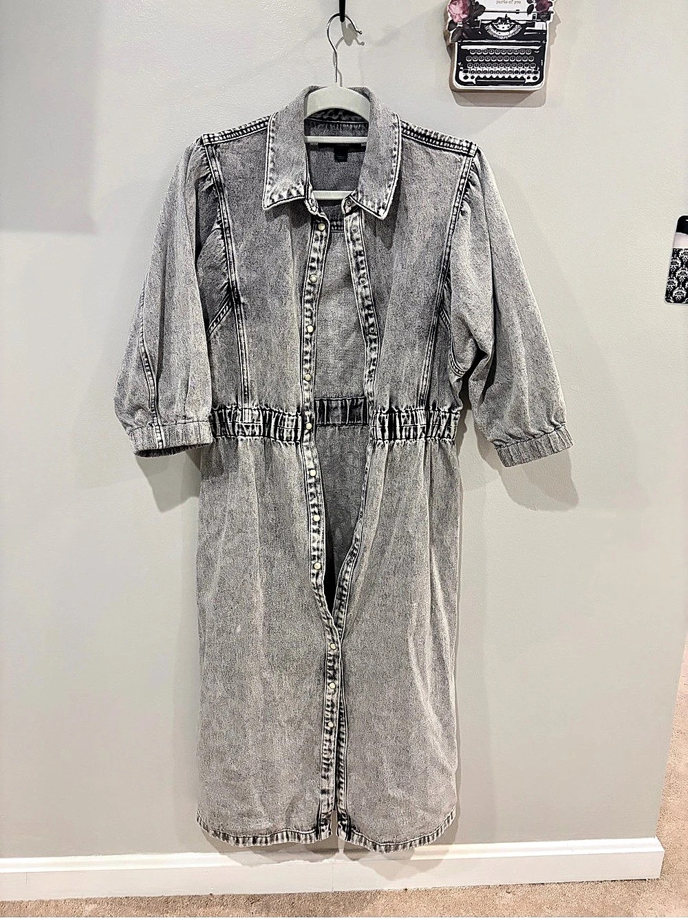 AllSaints Ava Denim Dress Gray Midi Size 8